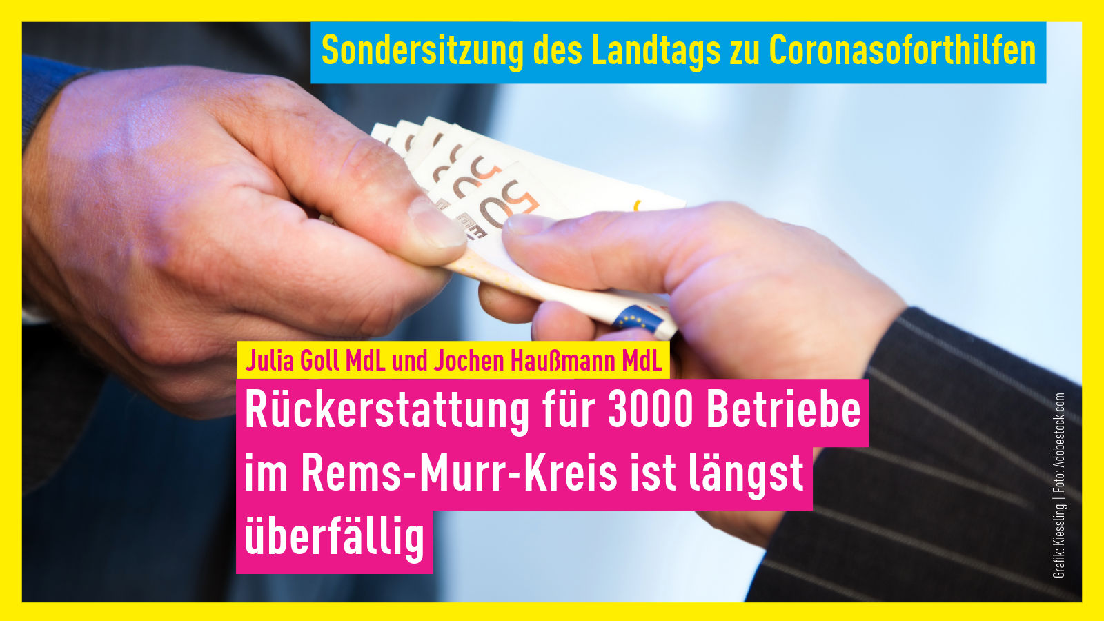 Im Rems-Murr-Kreis erhalten mehr als 3.000 Betriebe eine Rückerstattung der vom Land unrechtmäßig geforderten Coronasoforthilen-Rückzahlungen