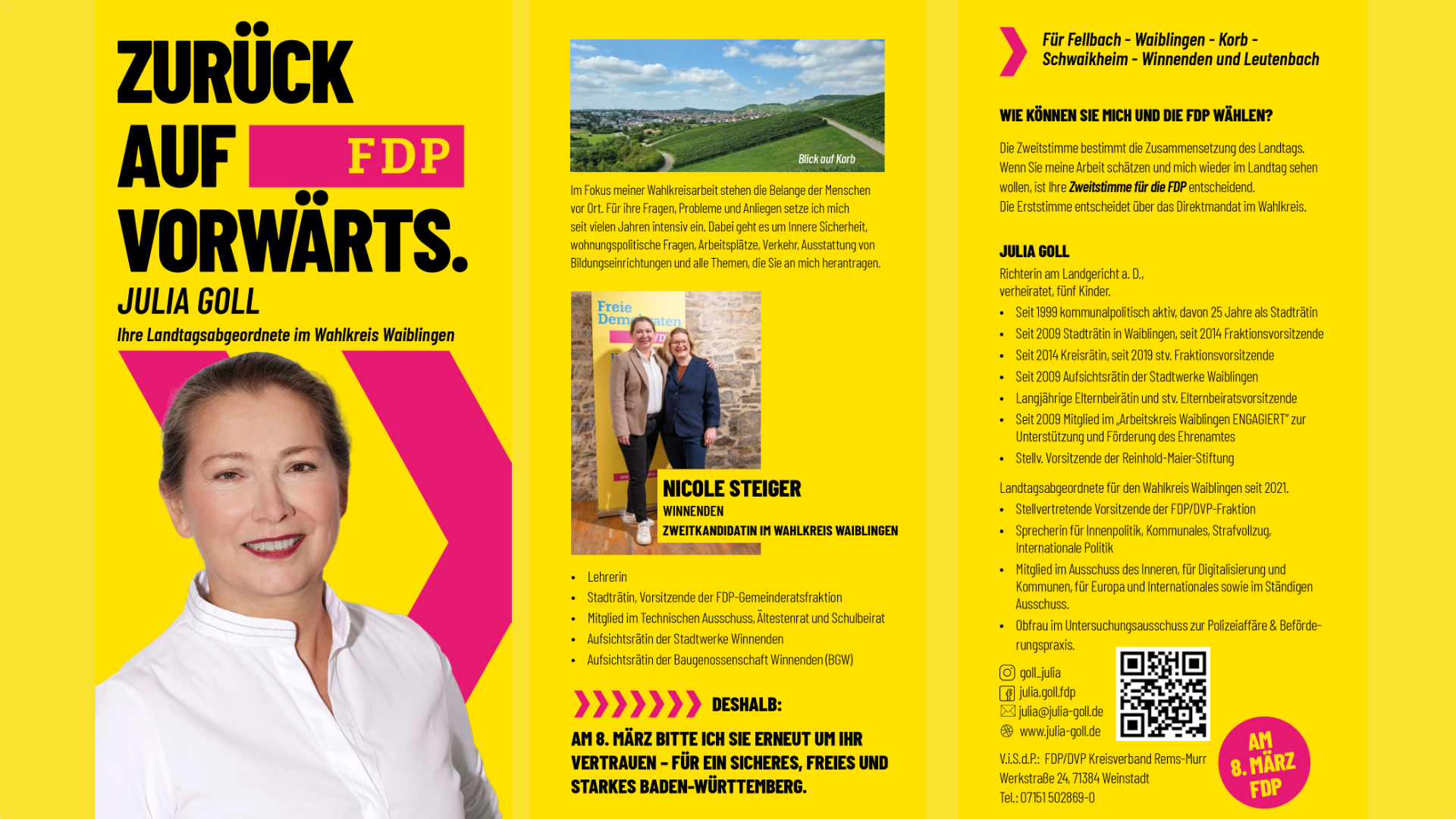 Flyer Wahlprospekt Julia Goll zur Landtagswahl 2026